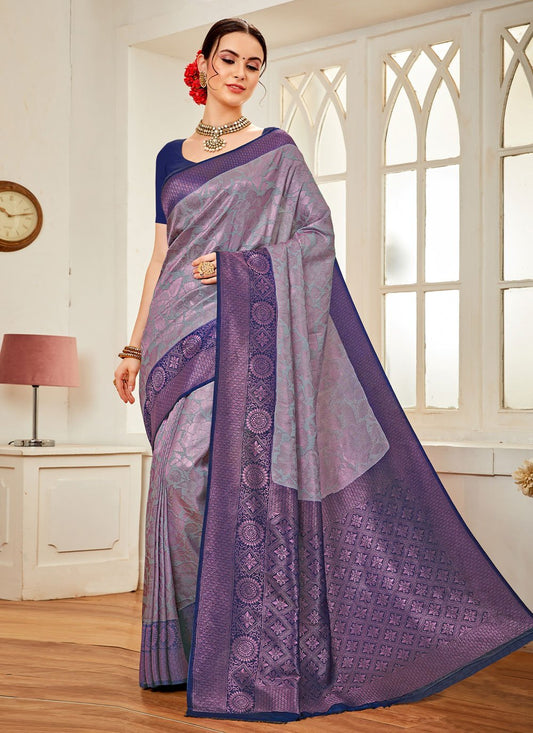 Classic Silk Blue Weaving Saree