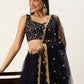 Lehenga Choli Net Blue Plain Lehenga Choli