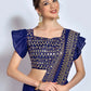 Contemporary Vichitra Silk Blue Embroidered Saree