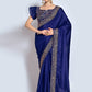 Contemporary Vichitra Silk Blue Embroidered Saree