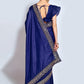 Contemporary Vichitra Silk Blue Embroidered Saree