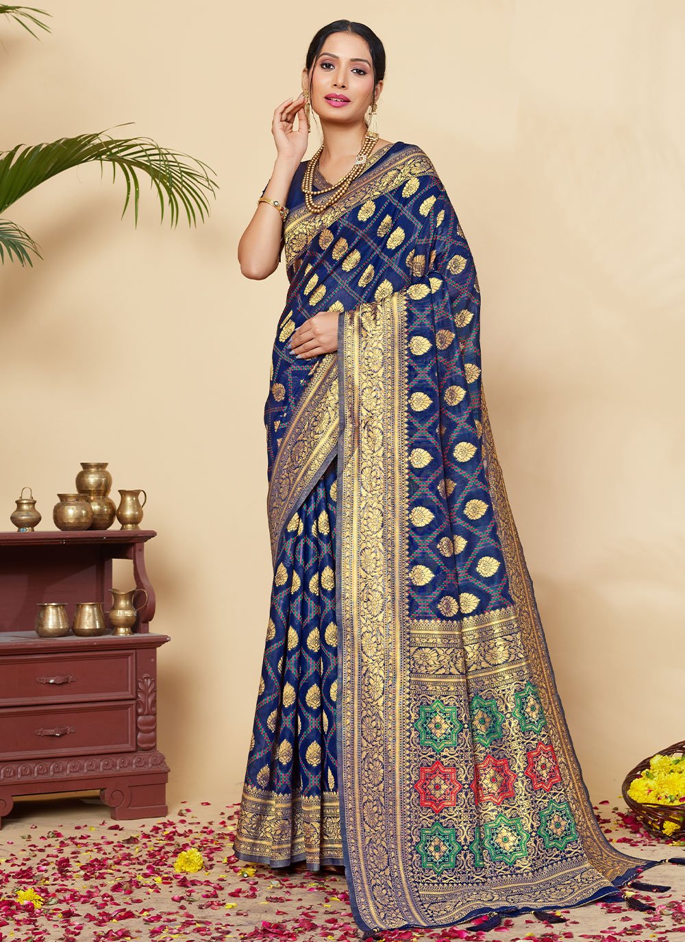 Classic Silk Blue Weaving Saree