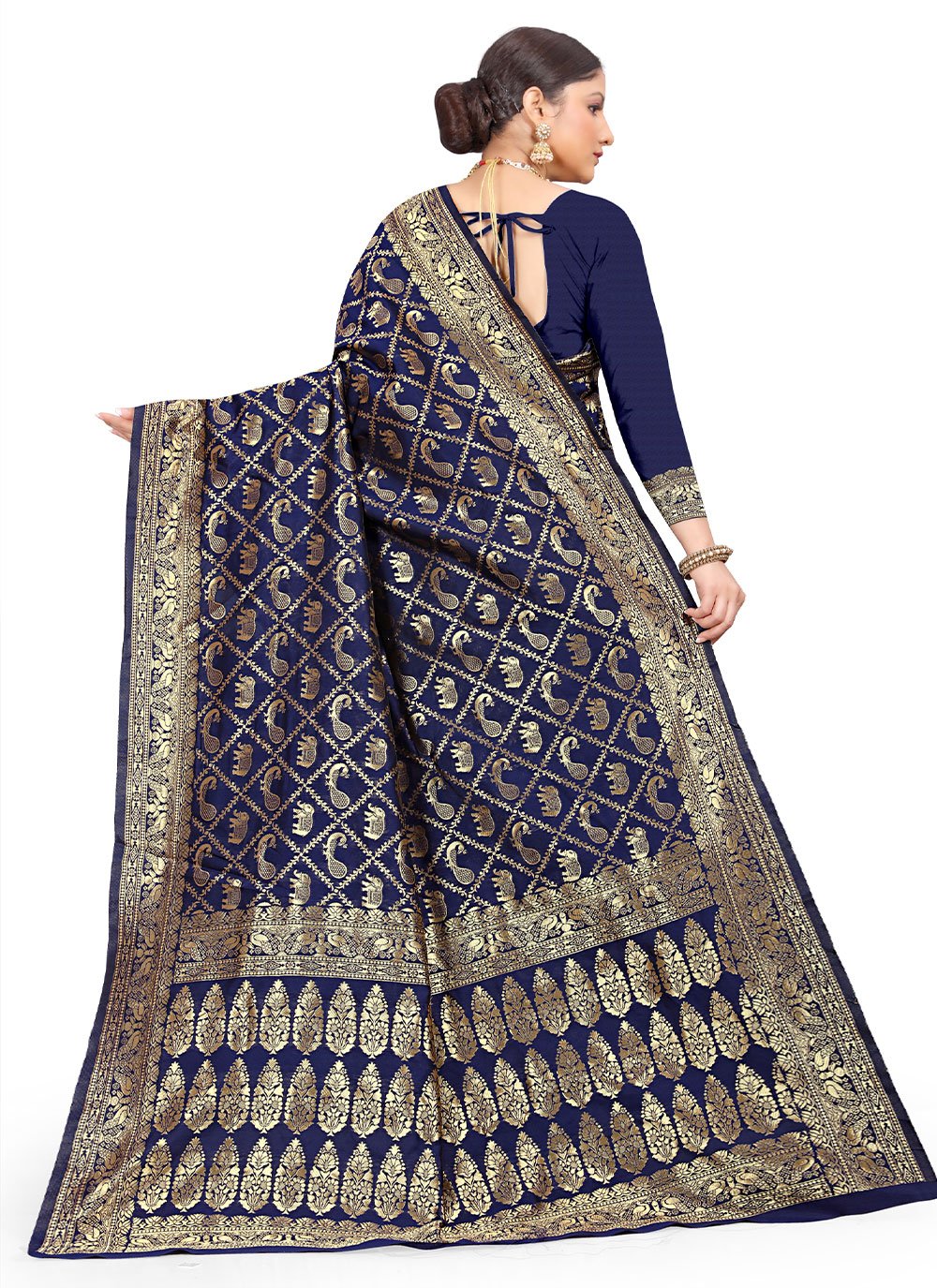 Contemporary Art Silk Blue Weaving Saree