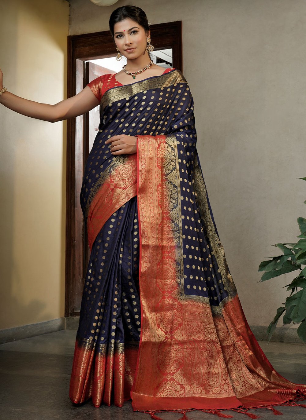 Classic Banarasi Silk Blue Weaving Saree