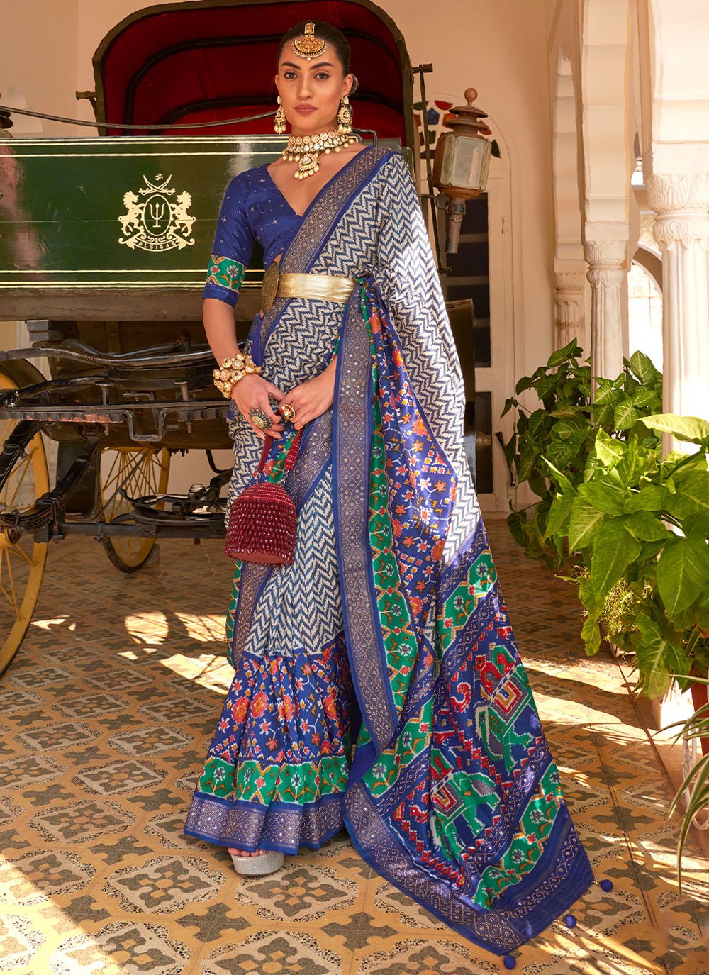 Contemporary Silk Blue Weaving Saree