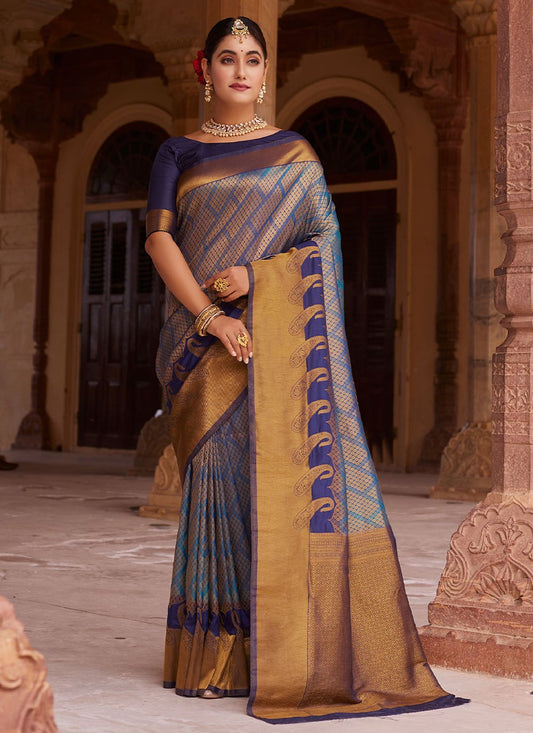 Classic Silk Blue Weaving Saree