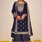 Salwar Suit Faux Georgette Blue Embroidered Salwar Kameez