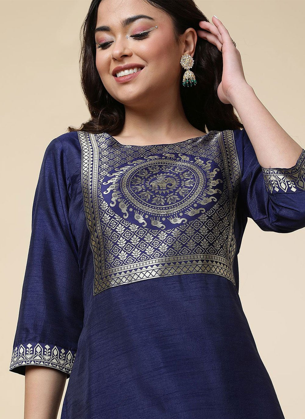 Designer Salwar Suit Silk Blue Woven Salwar Kameez