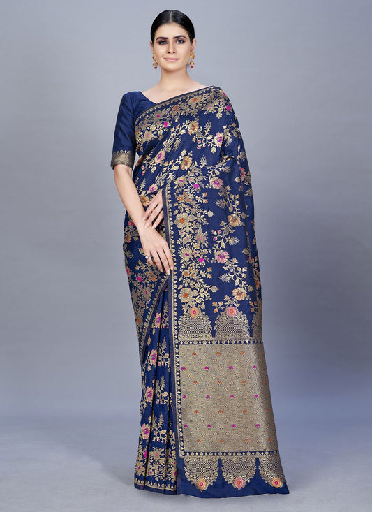 Classic Banarasi Silk Blue Woven Saree