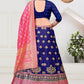 Lehenga Choli Jacquard Blue Woven Lehenga Choli