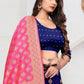 Lehenga Choli Jacquard Blue Woven Lehenga Choli