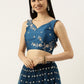 A Line Lehenga Net Blue Embroidered Lehenga Choli