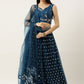 A Line Lehenga Net Blue Embroidered Lehenga Choli