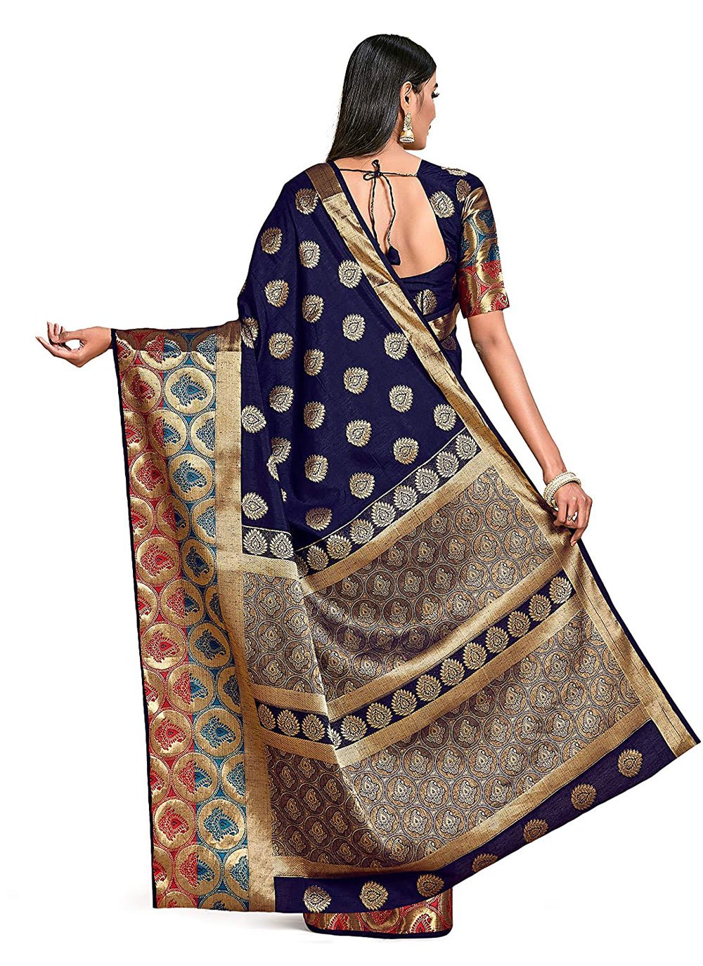 Contemporary Kanjivaram Silk Blue Zari Saree