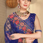 Classic Net Blue Embroidered Saree