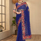 Classic Net Blue Embroidered Saree