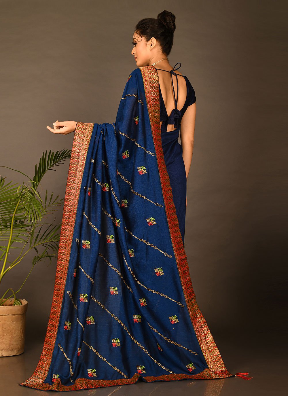 Trendy Saree Rangoli Blue Zari Saree