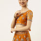 A Line Lehenga Net Orange Embroidered Lehenga Choli