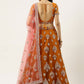 A Line Lehenga Net Orange Embroidered Lehenga Choli