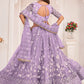 A Line Lehenga Net Lavender Embroidered Lehenga Choli