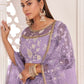 A Line Lehenga Net Lavender Embroidered Lehenga Choli