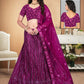 A Line Lehenga Net Purple Sequins Lehenga Choli