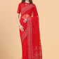Traditional Saree Net Red Aari Work Saree