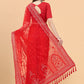 Traditional Saree Net Red Aari Work Saree