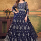 Anarkali Suit Net Blue Embroidered Salwar Kameez