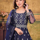 Anarkali Suit Net Blue Embroidered Salwar Kameez