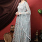 Anarkali Suit Net Aqua Blue Embroidered Salwar Kameez
