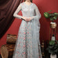 Anarkali Suit Net Aqua Blue Embroidered Salwar Kameez