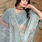 Classic Net Aqua Blue Cord Work Saree