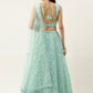Lehenga Choli Net Aqua Blue Embroidered Lehenga Choli