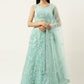Lehenga Choli Net Aqua Blue Embroidered Lehenga Choli