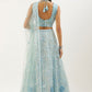 Lehenga Choli Net Aqua Blue Embroidered Lehenga Choli