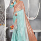 Classic Net Aqua Blue Digital Print Saree
