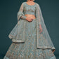 Lehenga Choli Net Aqua Blue Dori Work Lehenga Choli