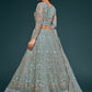 Lehenga Choli Net Aqua Blue Dori Work Lehenga Choli