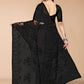 Classic Net Black Embroidered Saree