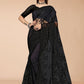 Classic Net Black Embroidered Saree