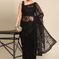 Contemporary Net Black Embroidered Saree