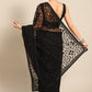 Contemporary Net Black Embroidered Saree