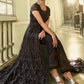 Floor Lenght Salwar Suit Net Black Embroidered Salwar Kameez