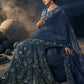 Designer Net Blue Embroidered Saree