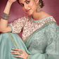 Trendy Saree Net Organza Green Lace Saree
