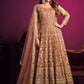 Salwar Suit Net Brown Embroidered Salwar Kameez