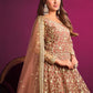 Salwar Suit Net Brown Embroidered Salwar Kameez