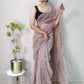 Classic Net Peach Sequins Saree