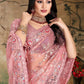 Classic Net Pink Cord Work Saree